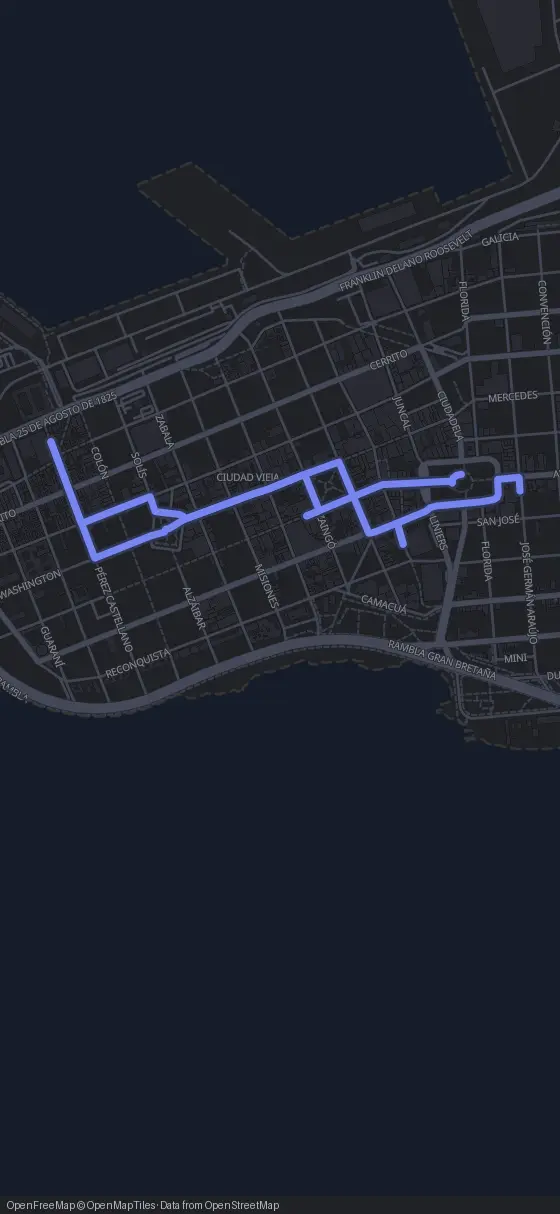 Route map for the Montevideo walking tour