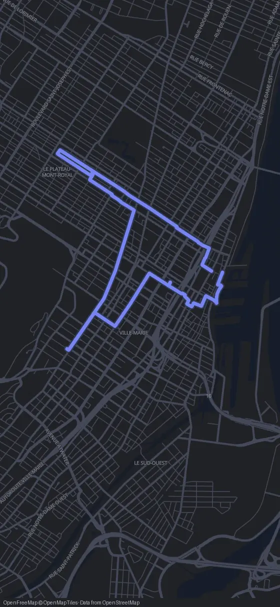Route der Tour durch Montreal