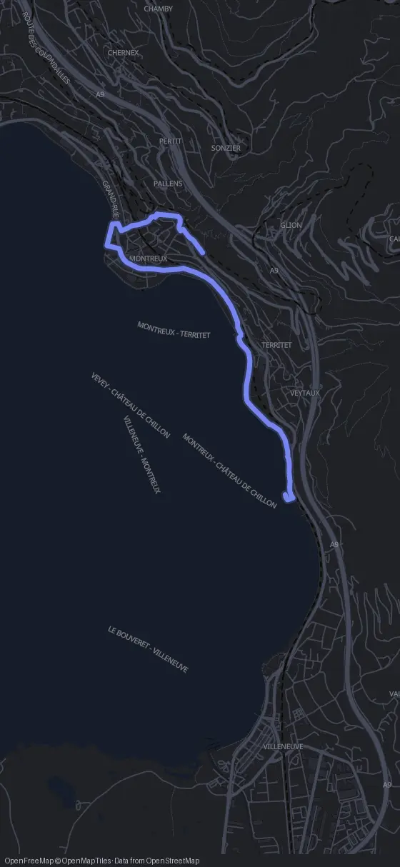 Route der Tour durch Montreux