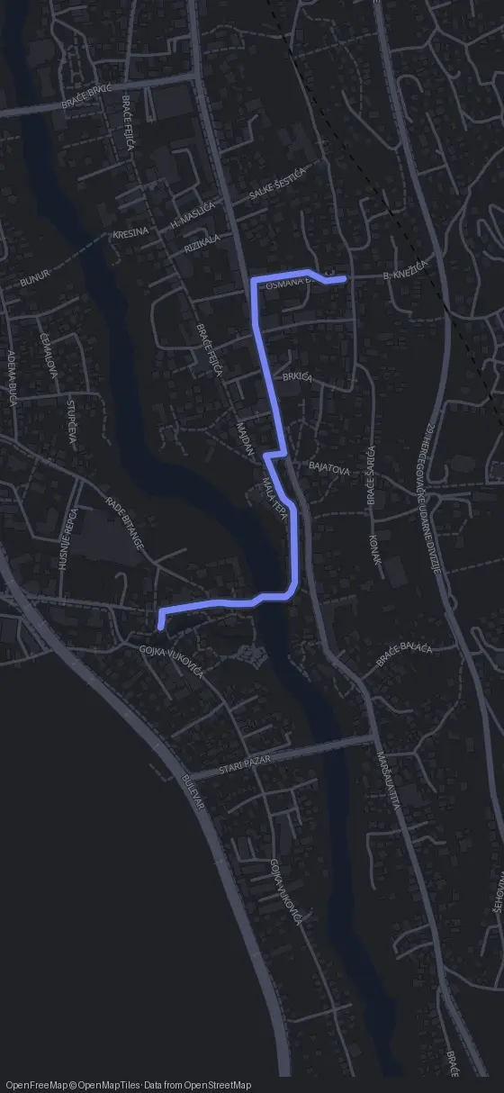 Route map for the Mostar walking tour