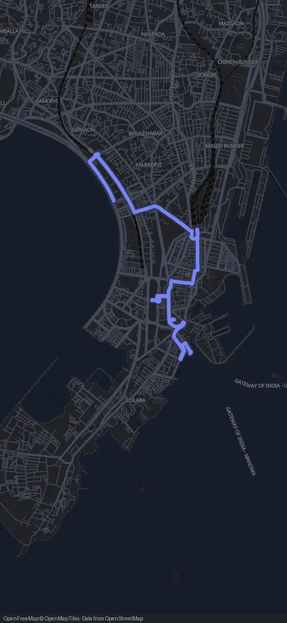 Route der Tour durch Mumbai
