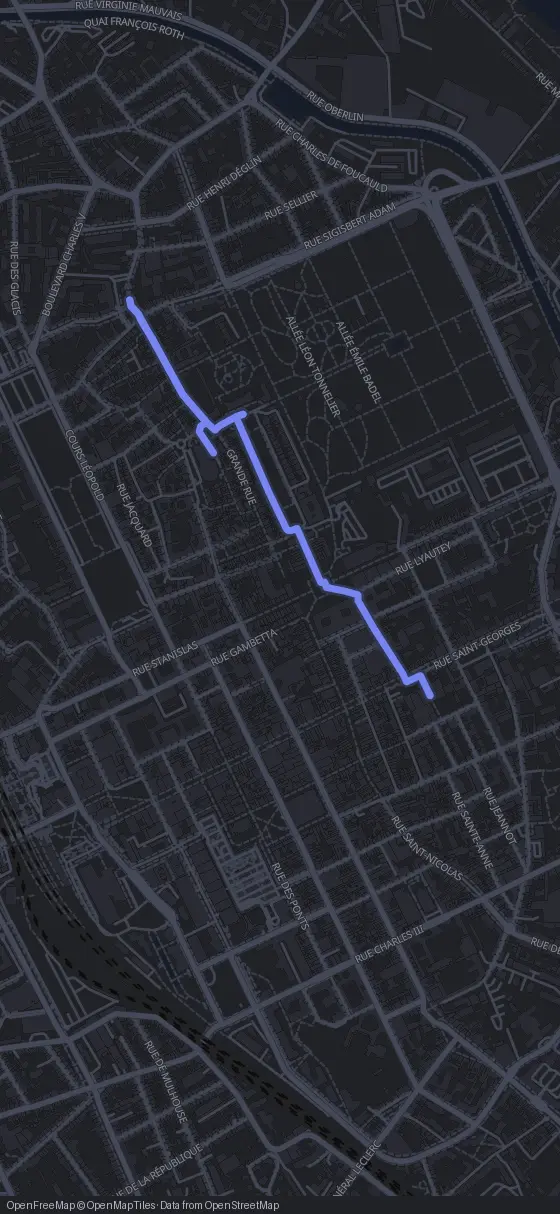 Route map for the Nancy walking tour