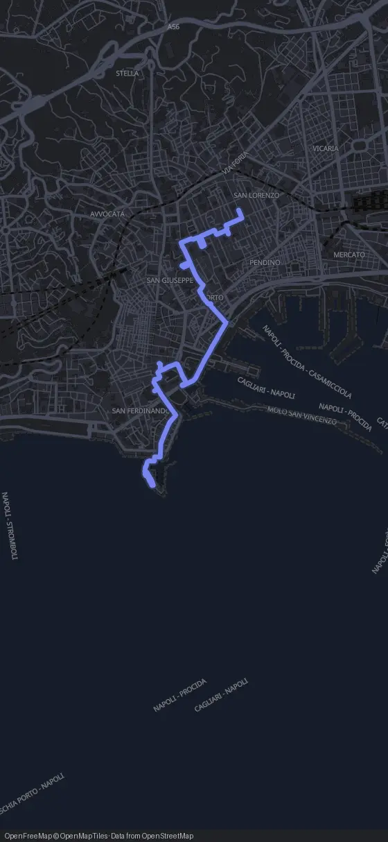 Route map for the Naples walking tour