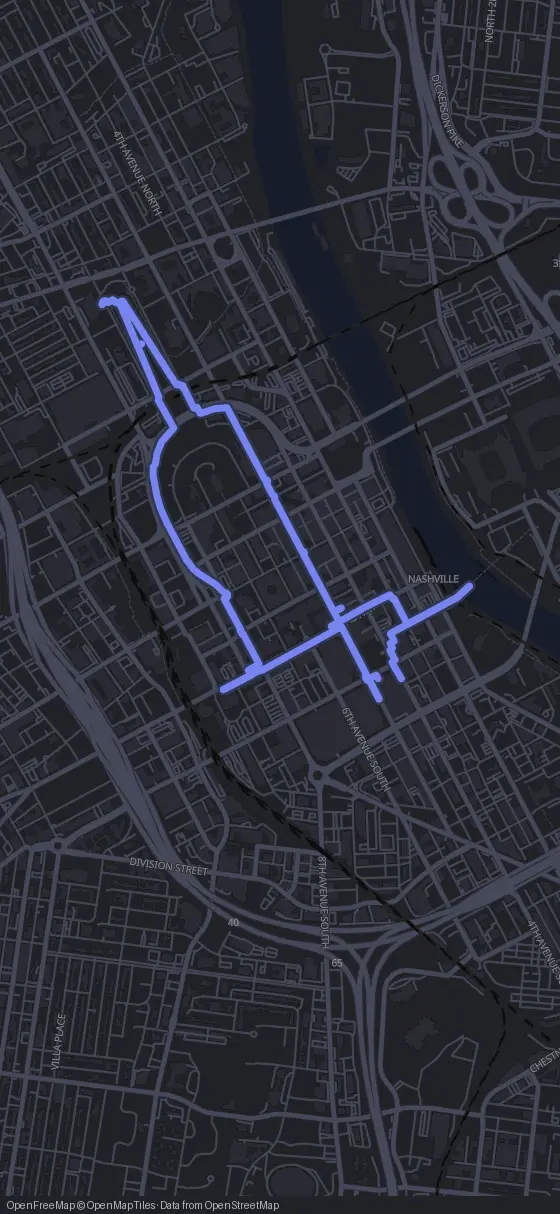 Route der Tour durch Nashville