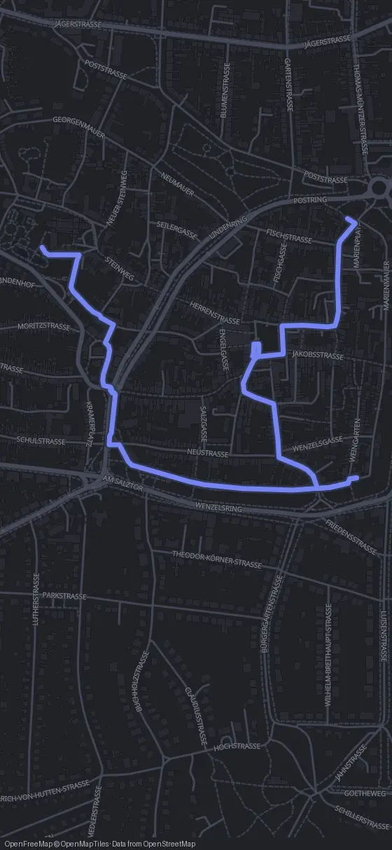 Route map for the Naumburg walking tour