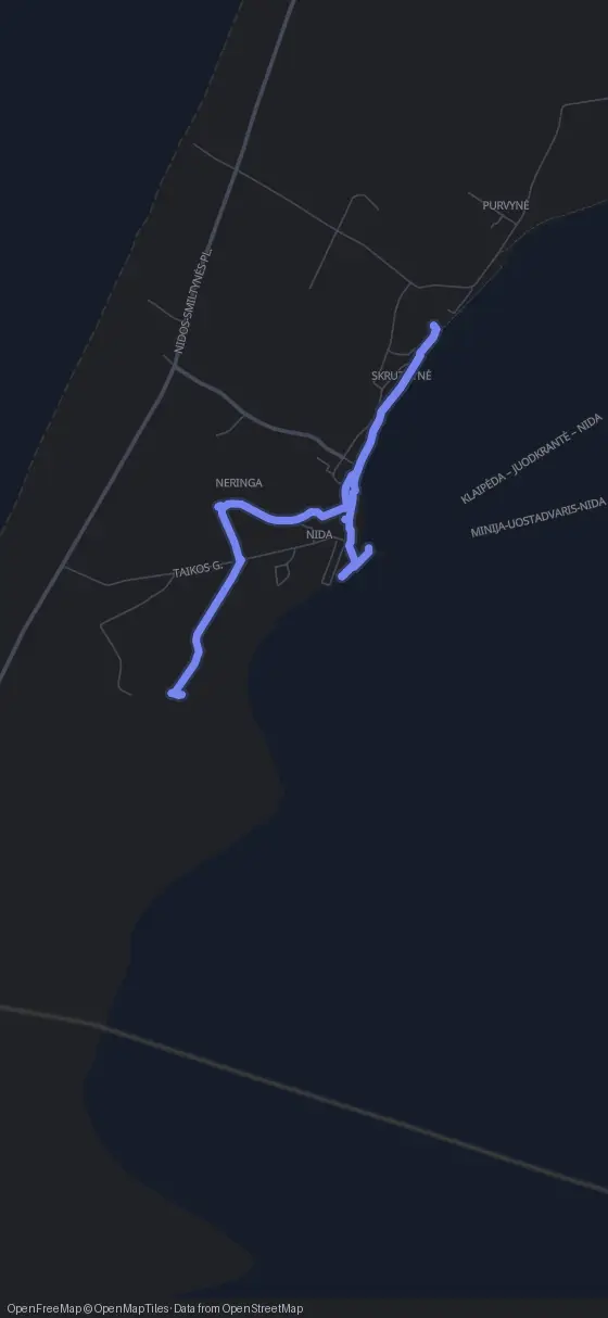 Route map for the Nida walking tour