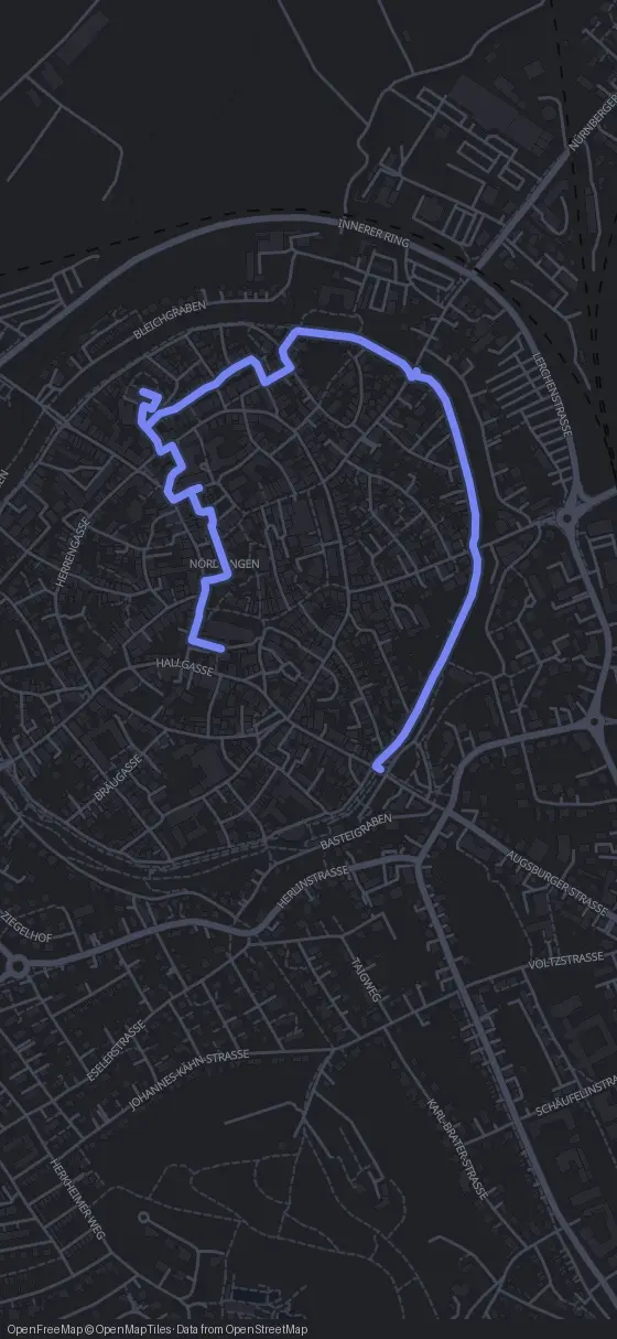 Route map for the Nördlingen walking tour