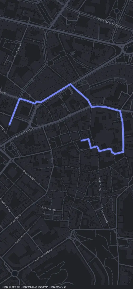 Route map for the Oviedo walking tour
