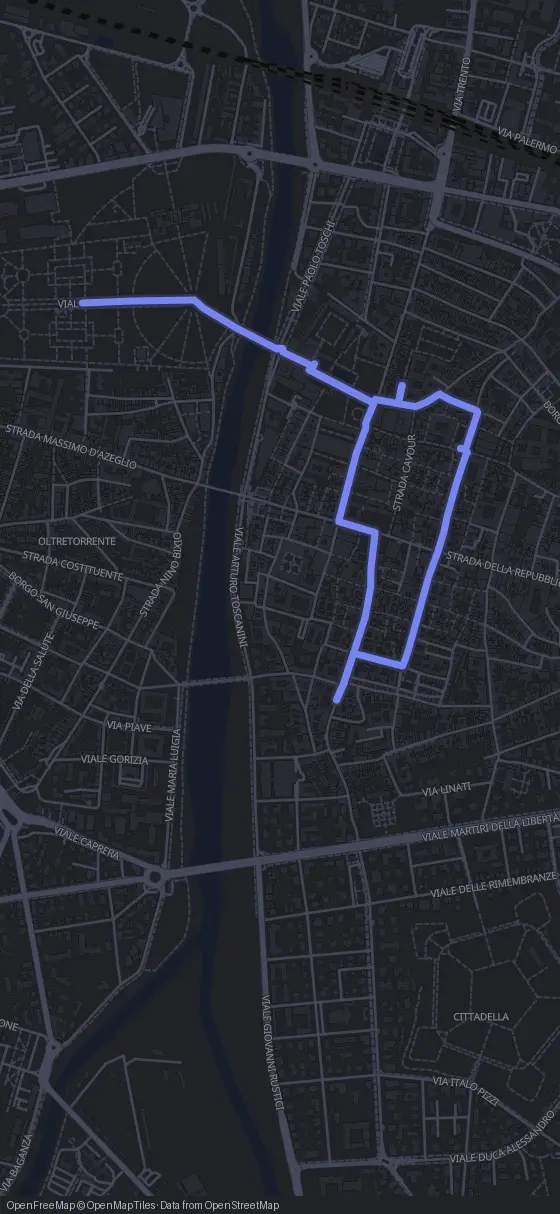 Route map for the Parma walking tour