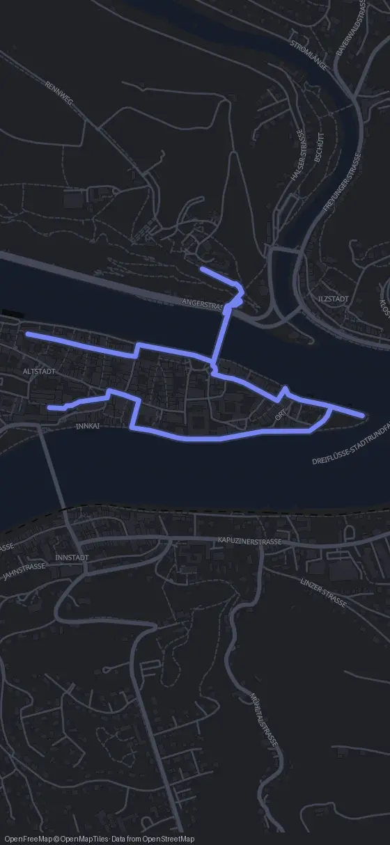 Route der Tour durch Passau