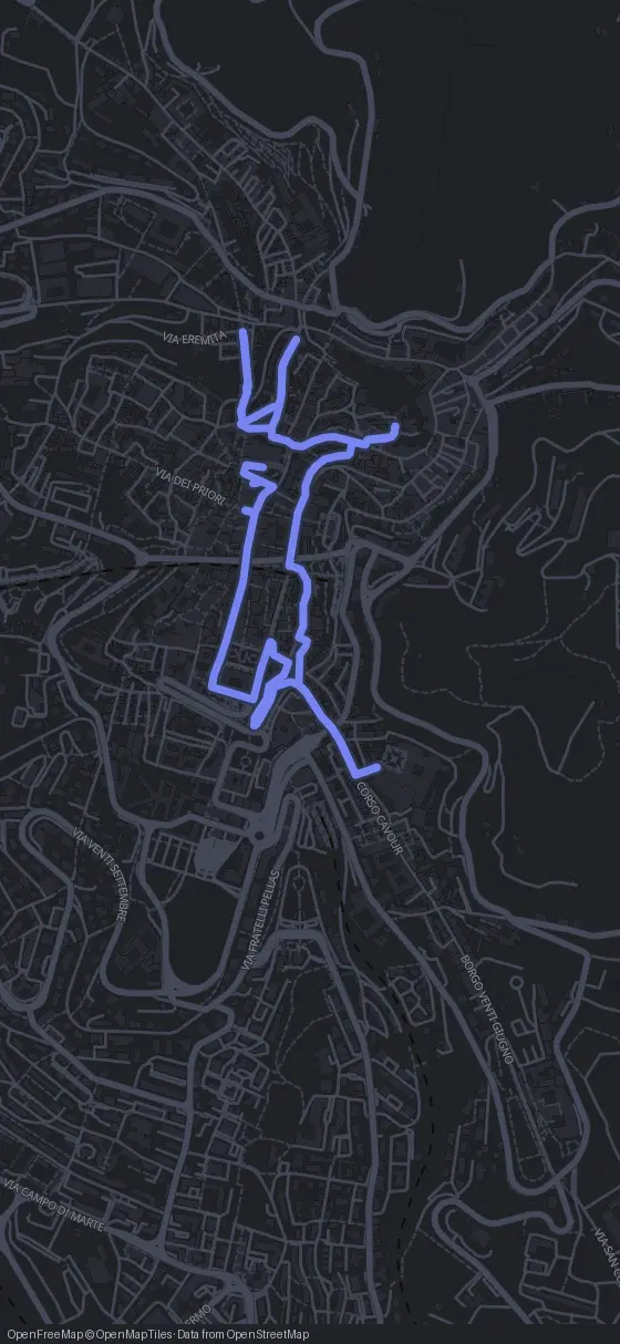 Route map for the Perugia walking tour