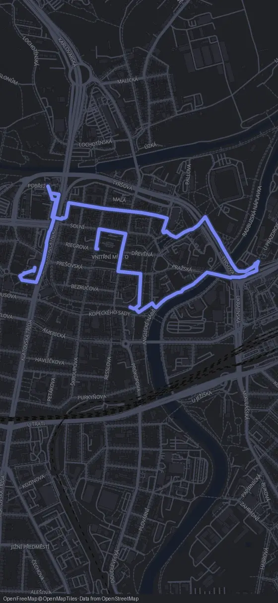 Route der Tour durch Pilsen