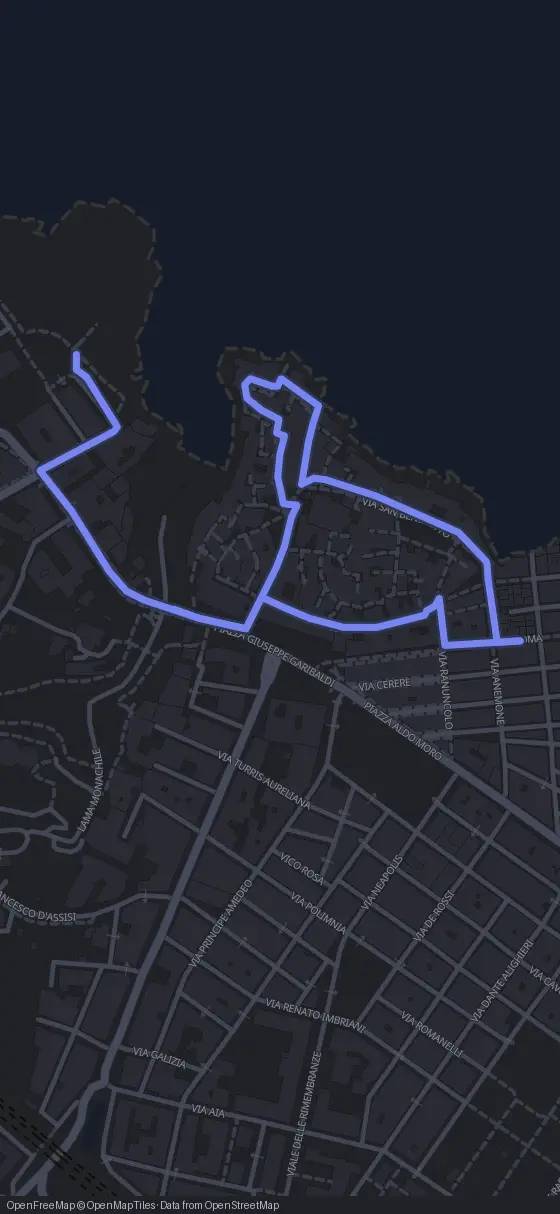 Route map for the Polignano a Mare walking tour
