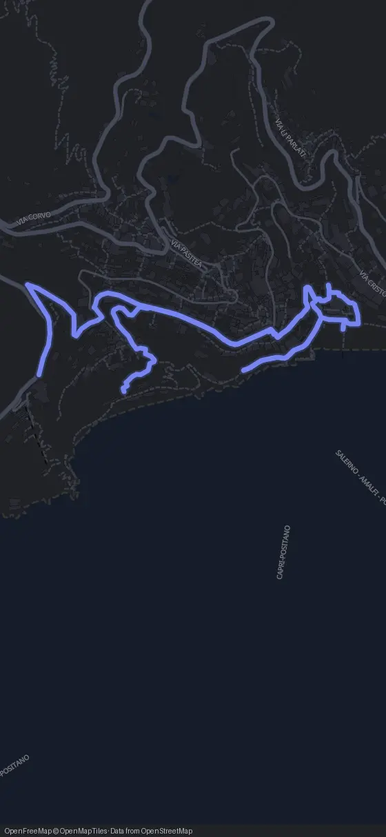 Route der Tour durch Positano