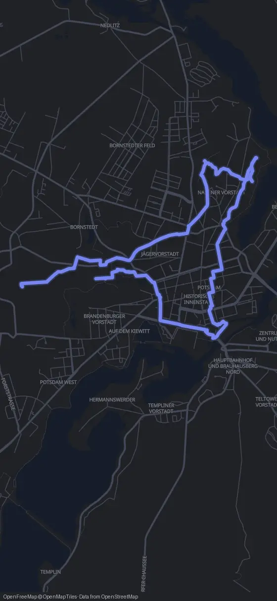 Route map for the Potsdam walking tour