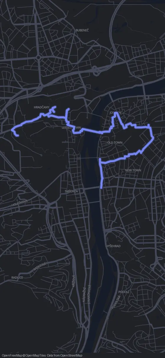 Route der Tour durch Prag