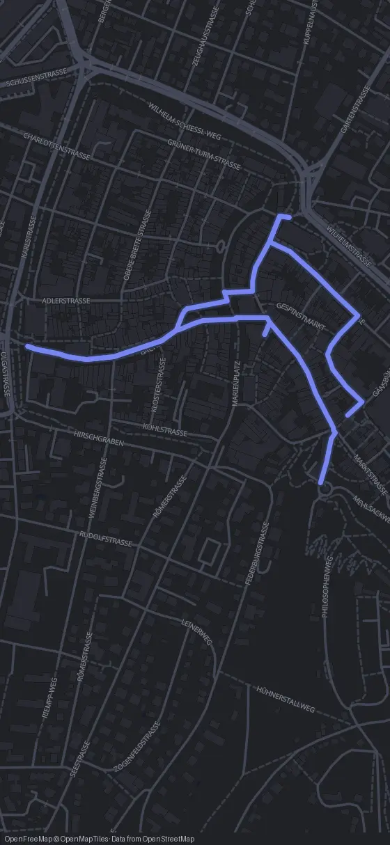 Route der Tour durch Ravensburg