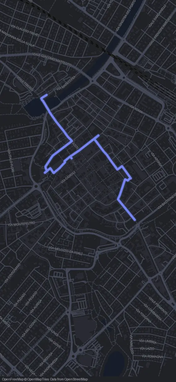 Route map for the Rimini walking tour