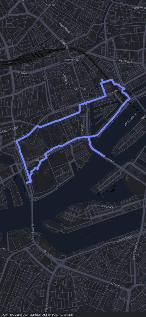 Route der Tour durch Rotterdam