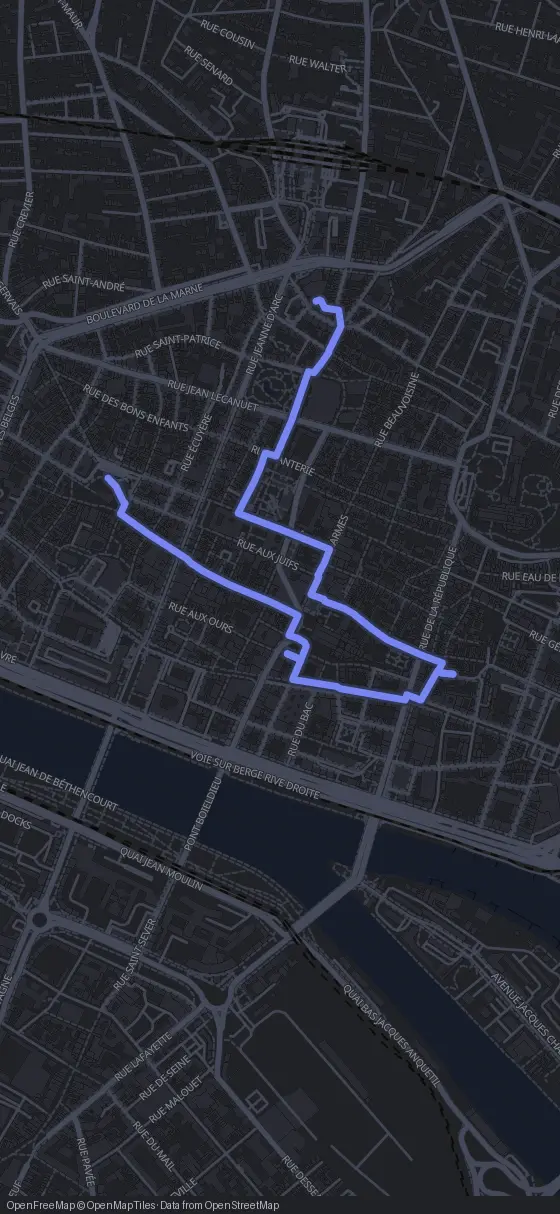 Route der Tour durch Rouen