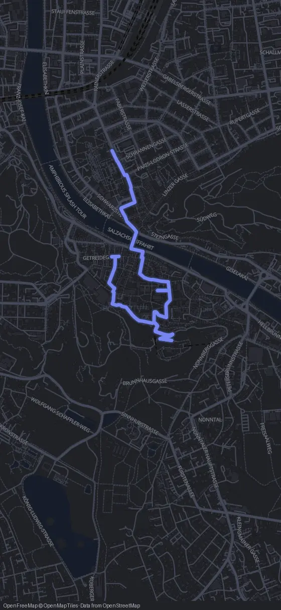Route map for the Salzburg walking tour