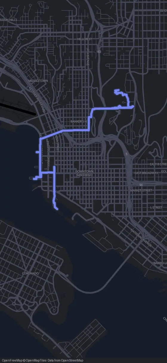 Route der Tour durch San Diego