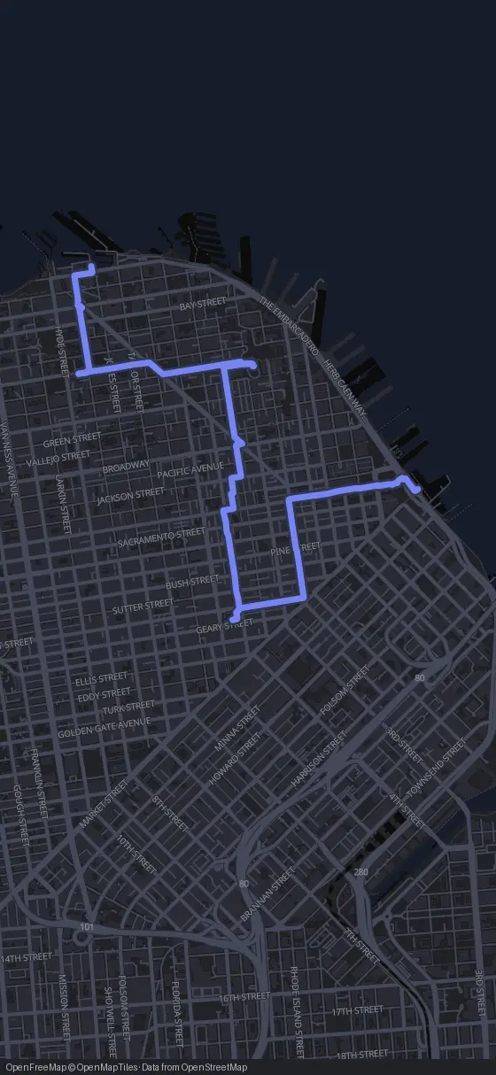 Route der Tour durch San Francisco