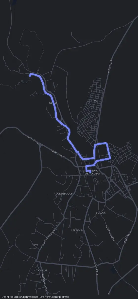 Route map for the San Pedro de Atacama walking tour