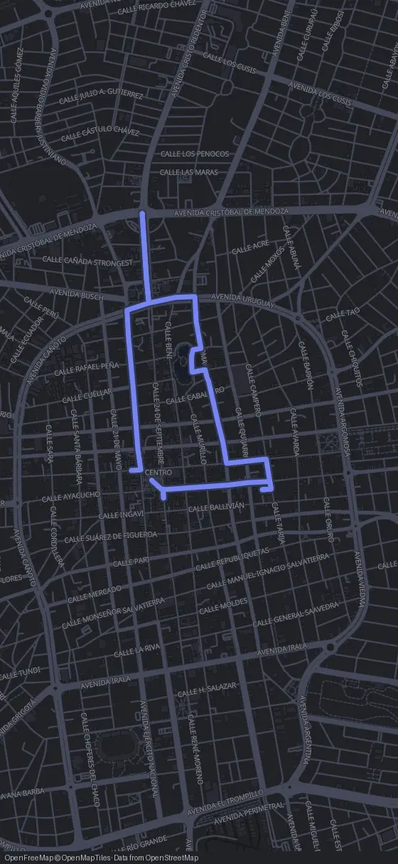 Route map for the Santa Cruz walking tour