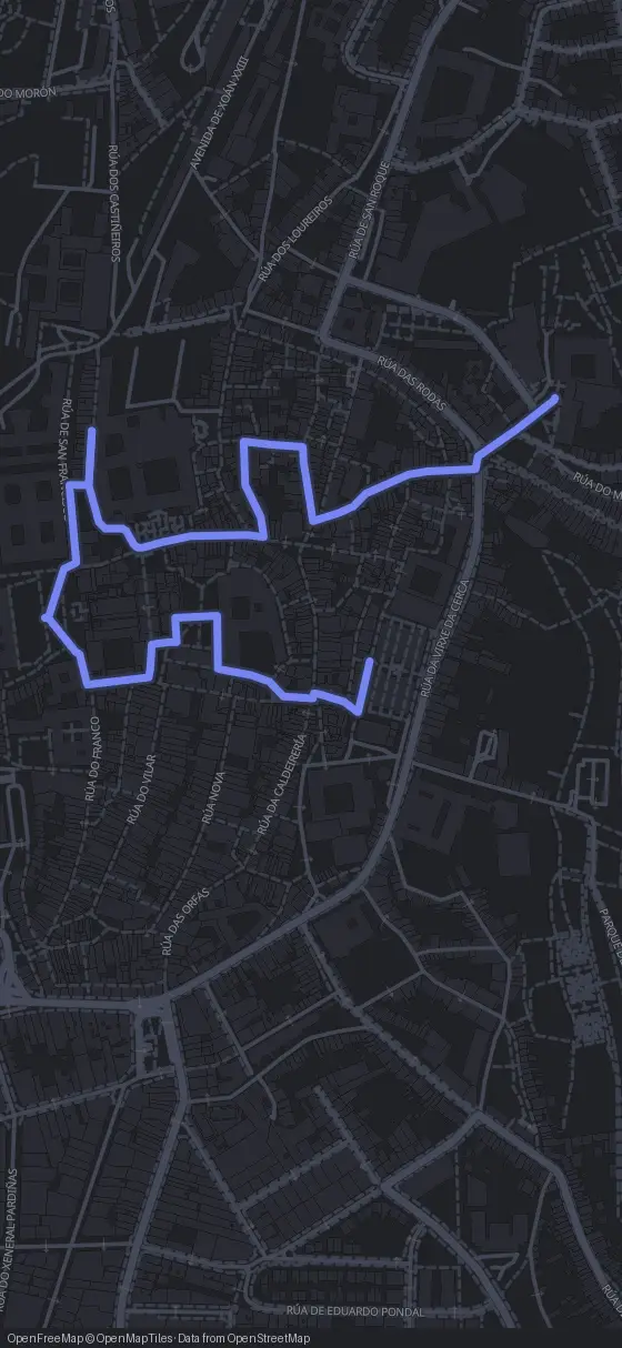 Route map for the Santiago de Compostela walking tour