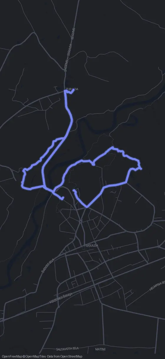 Route map for the Sigulda walking tour