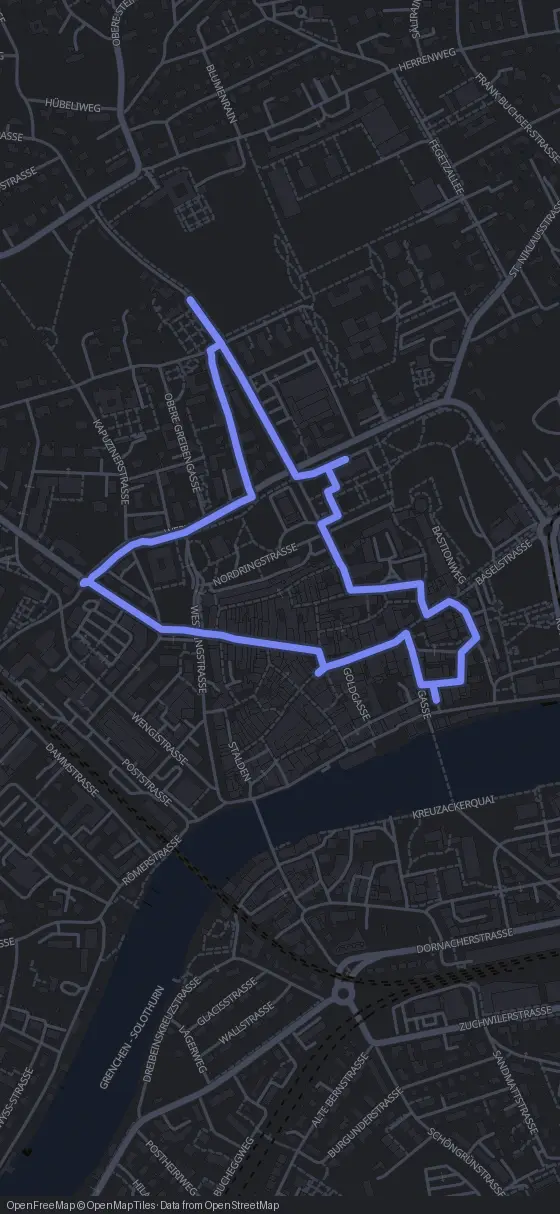 Route map for the Solothurn walking tour