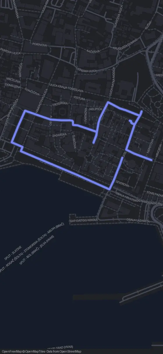 Route map for the Split walking tour