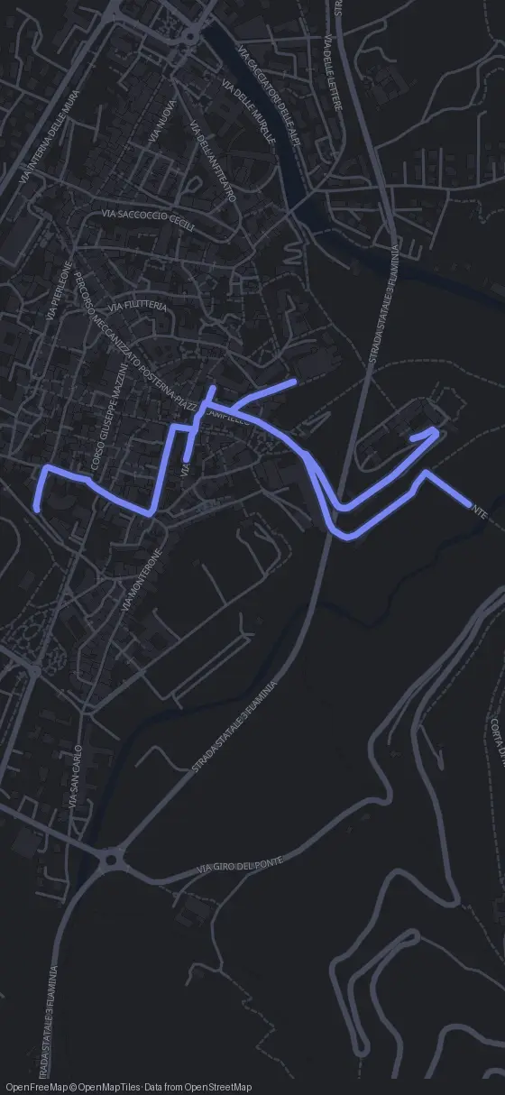 Route der Tour durch Spoleto