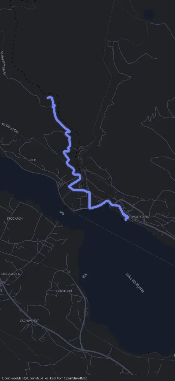 Route der Tour durch St. Wolfgang im Salzkammergut