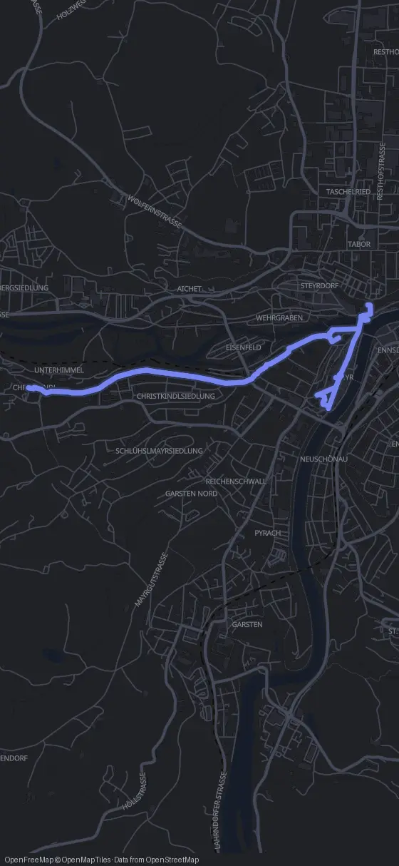 Route map for the Steyr walking tour