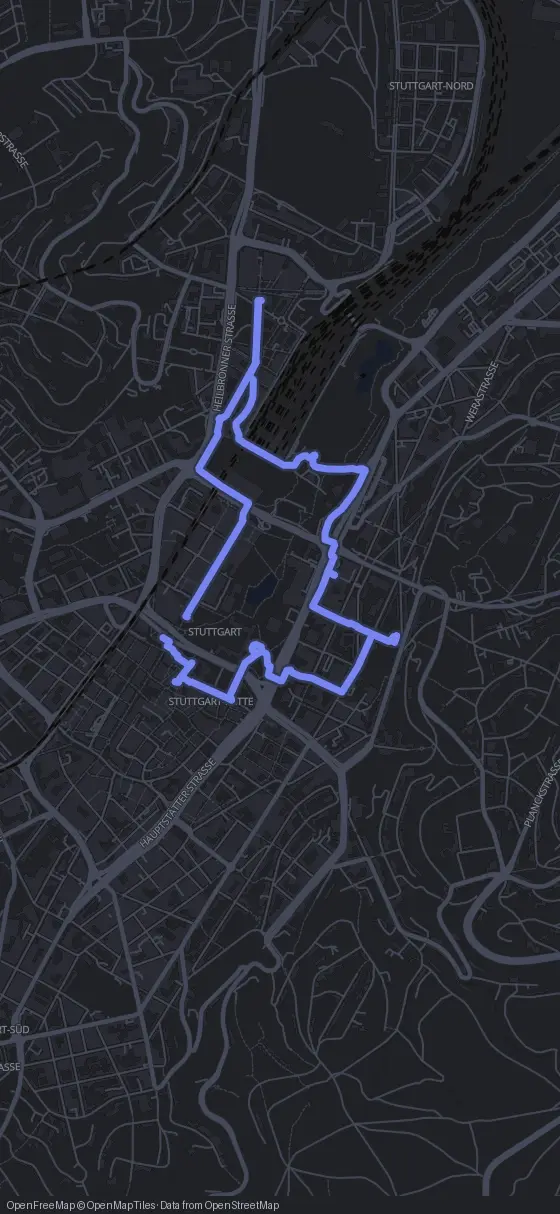 Route der Tour durch Stuttgart