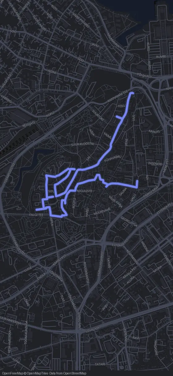 Route map for the Tallinn walking tour
