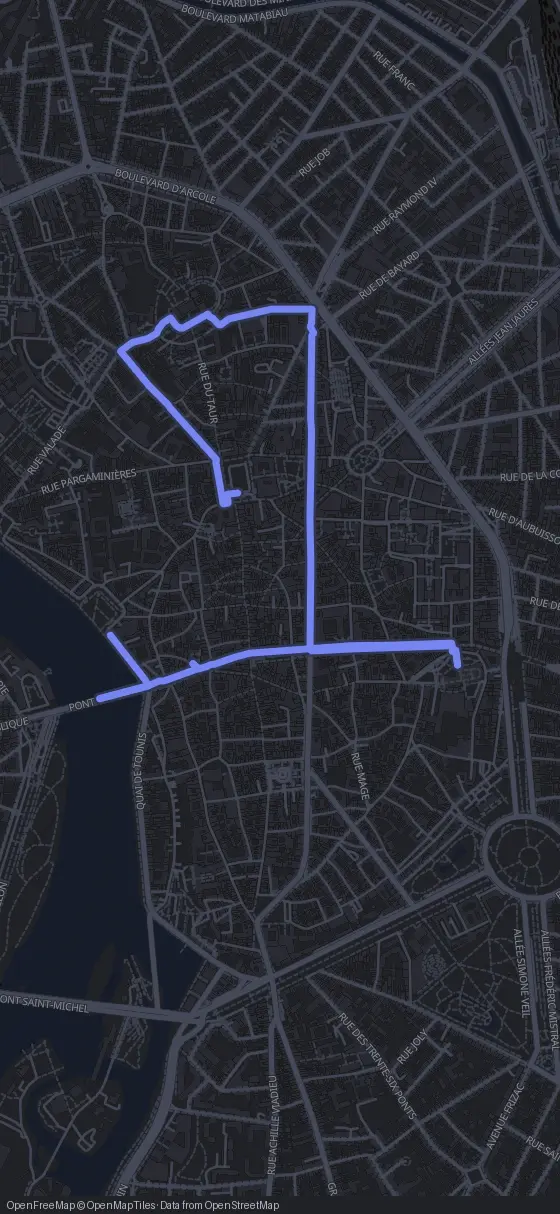 Route der Tour durch Toulouse