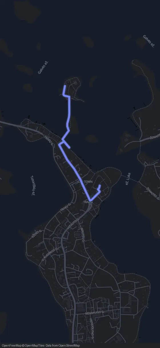 Route map for the Trakai walking tour