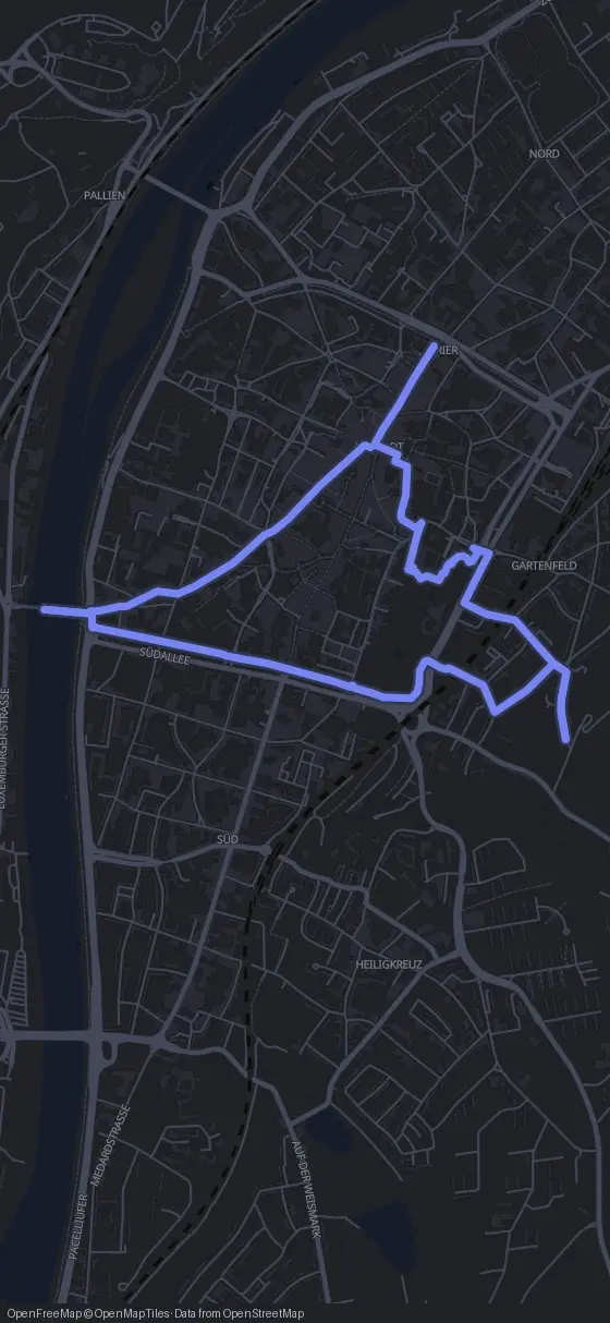 Route der Tour durch Trier