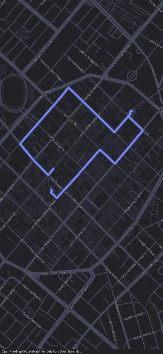 Route map for the Trujillo walking tour