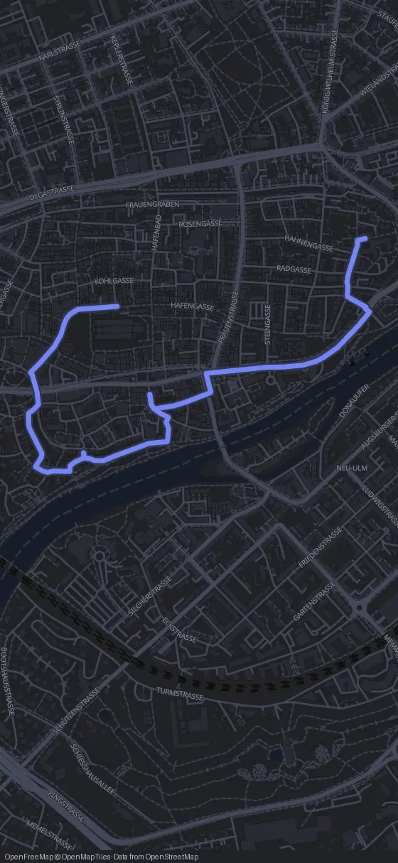 Route map for the Ulm walking tour