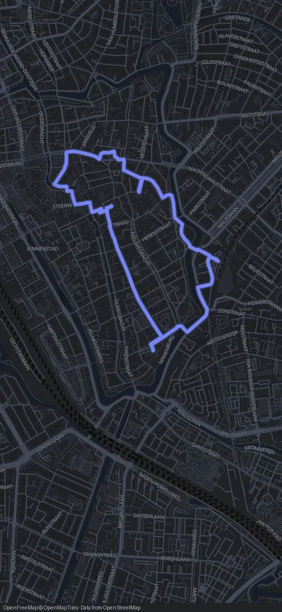 Route map for the Utrecht walking tour