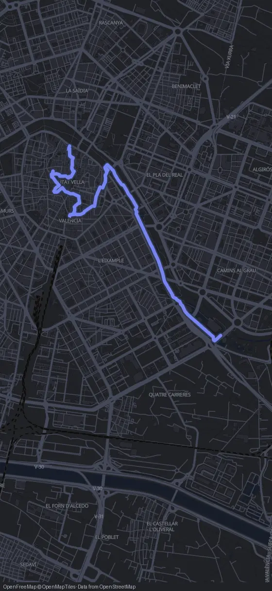 Route der Tour durch Valencia