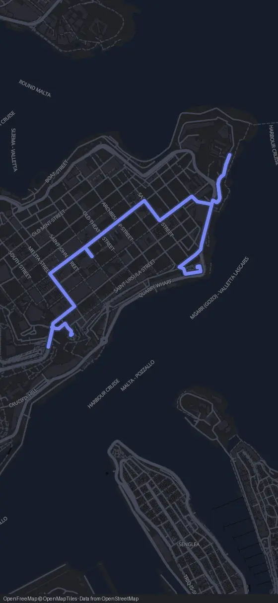 Route der Tour durch Valletta
