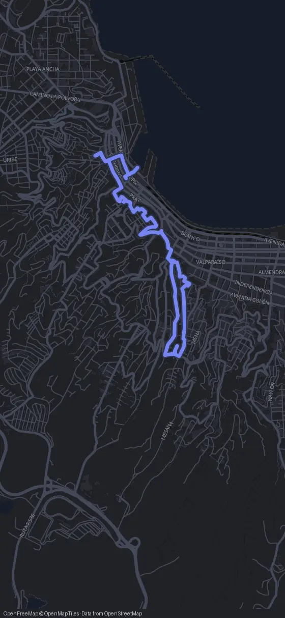 Route der Tour durch Valparaíso