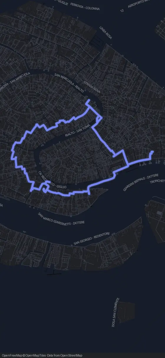 Route map for the Venice walking tour