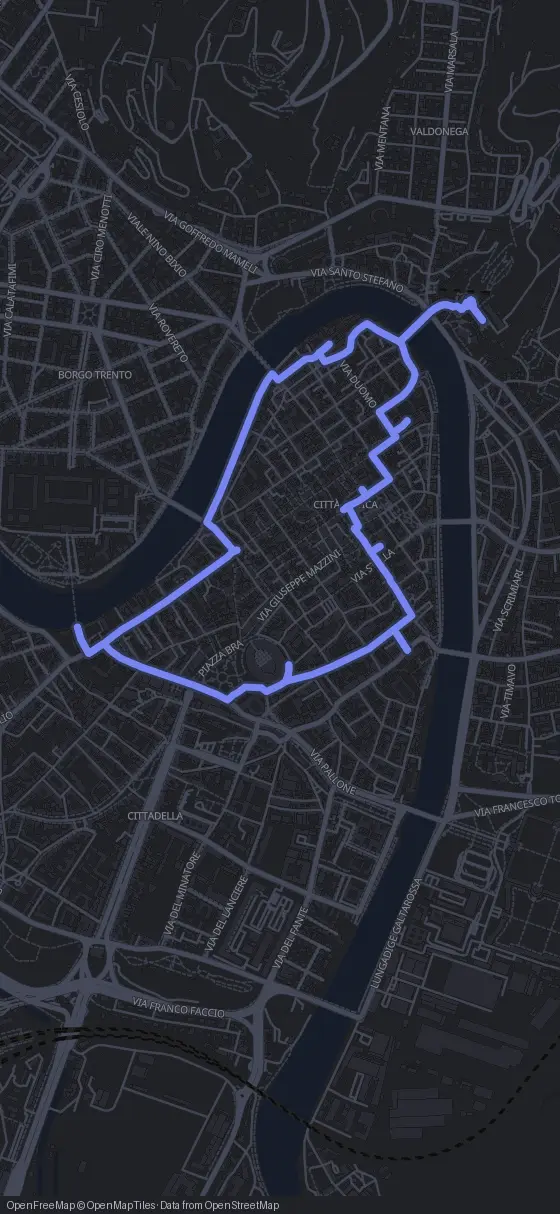 Route map for the Verona walking tour