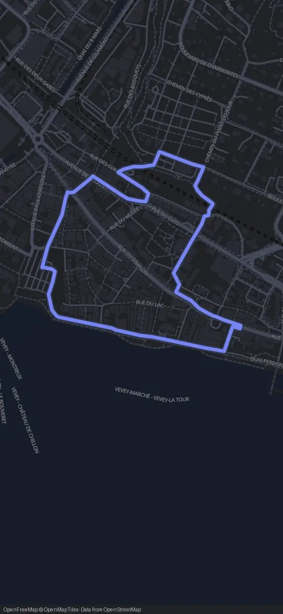 Route map for the Vevey walking tour